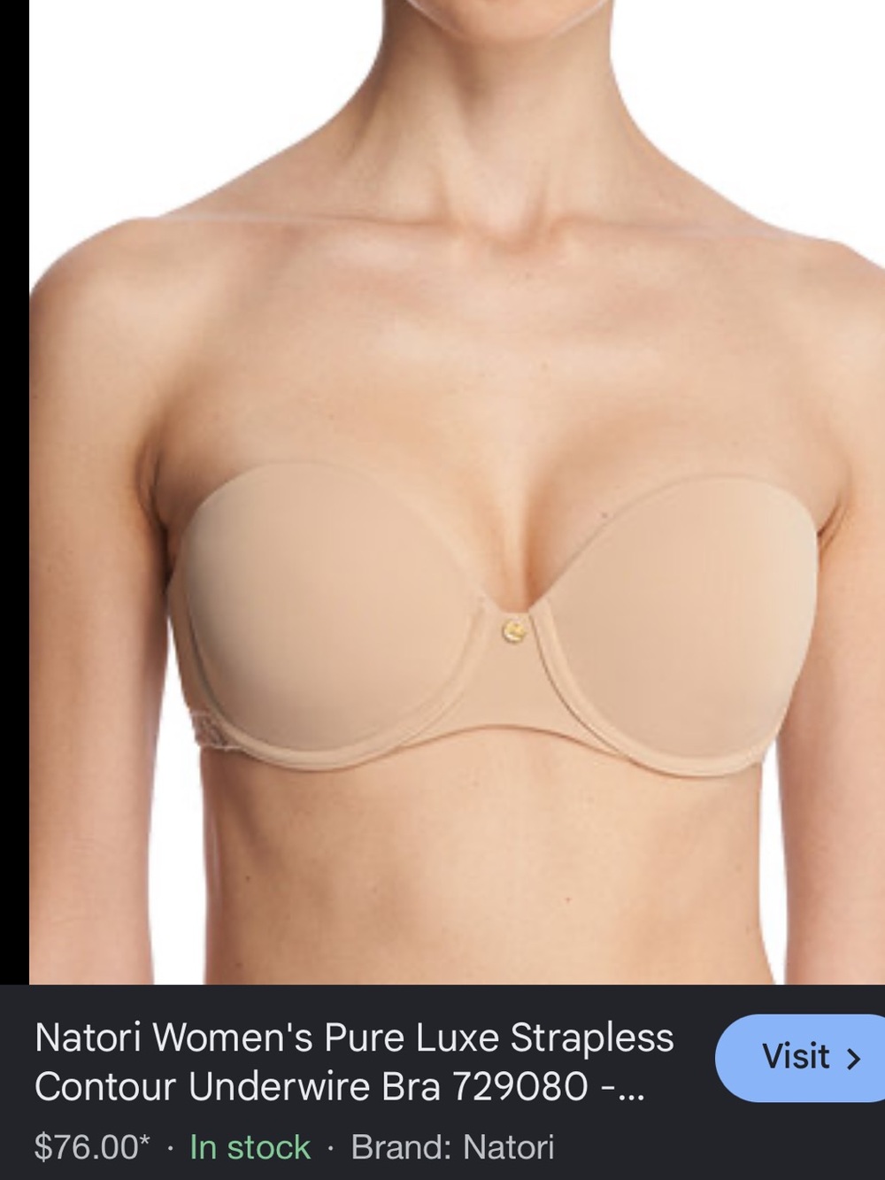 Natori 34DDD pure luxe strapless convertible